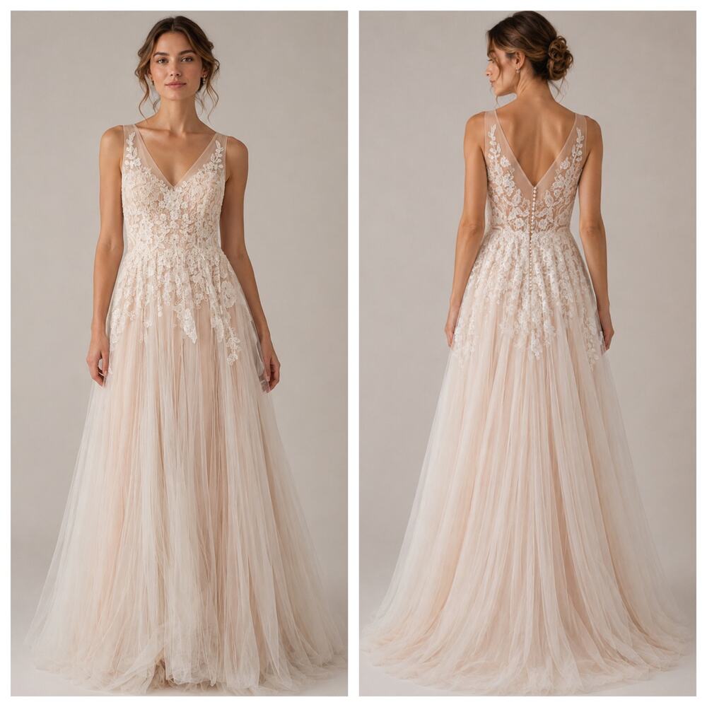 Willowby by Watters Reagan Gown Tulle Lace Wedding Dress Size 6